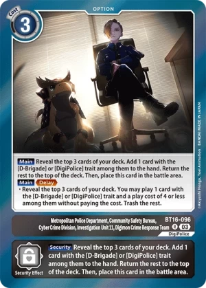 Metropolitan Police Department, Community Safety Bureau, Cyber Crime Division, Investigation Unit 11, Digimon Crime Response Team (BT16-096)