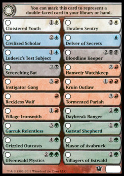 Double-Faced Card Proxy Checklist